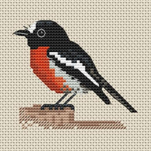 Scarlet Robin mini cross stitch kit with hoop